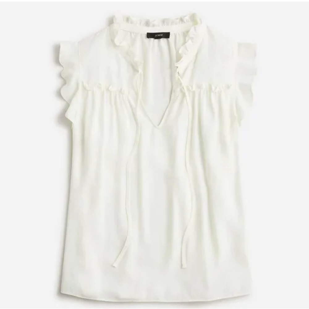 J. Crew White Ruffle Blouse